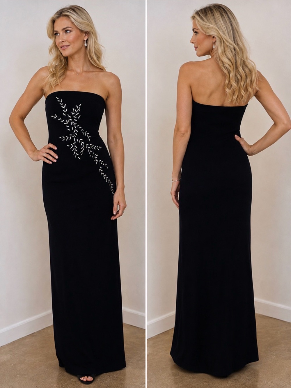 🎉Host Pick!🎉Patra black stretch-velvet strapless gown